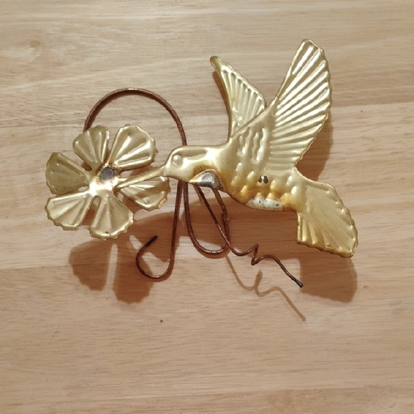 Gold Hummingbird and Flower Wall Decor - Picture 2 of 7